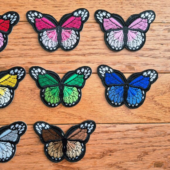 Butterfly Applique Patch - Embroidered Insect Badge 2-7/8" (Iron On) Set of 11 - Picture 3 of 6